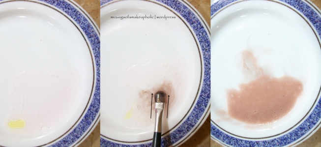 Picture 1: Handwash+Olive oil Picture 2: Stroke your brush in the direction of the arrow Picture 3: Look how much makeup brush was holding in it(I used the same mixture to clean 3-4 small brushes)